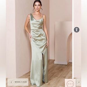 Maxine Satin Dress in Silver Sage